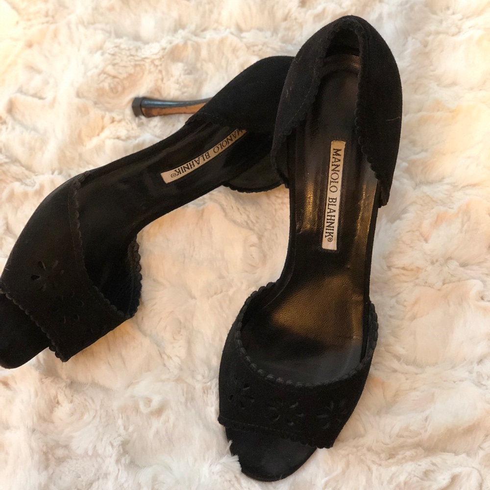 Manolo Blahnik Black Open toe heels 38.5 or 8.5